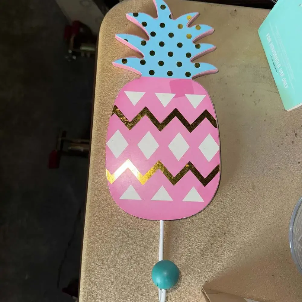 Pineapple Decorative Wall Hook with Gold Geometric Design